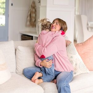 Joe Fresh Pink Sweater with Red Heart Elbow Patches - Kids